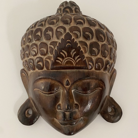 Vintage Tibet Buddha Wood Carved Mask - Picture 2 of 7